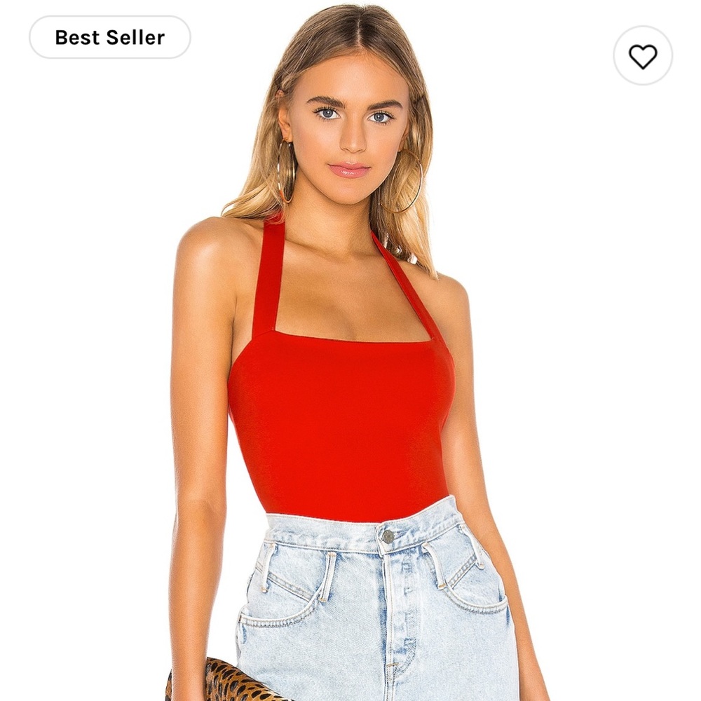 Superdown Reece Halter Bodysuit in Red from Revolve.